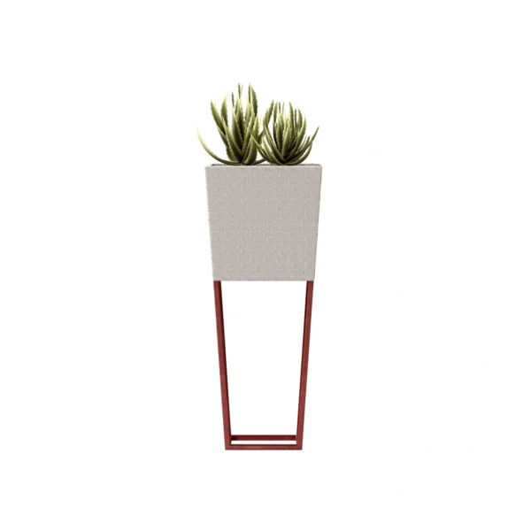 Outdoor Square Vase With Metal Base