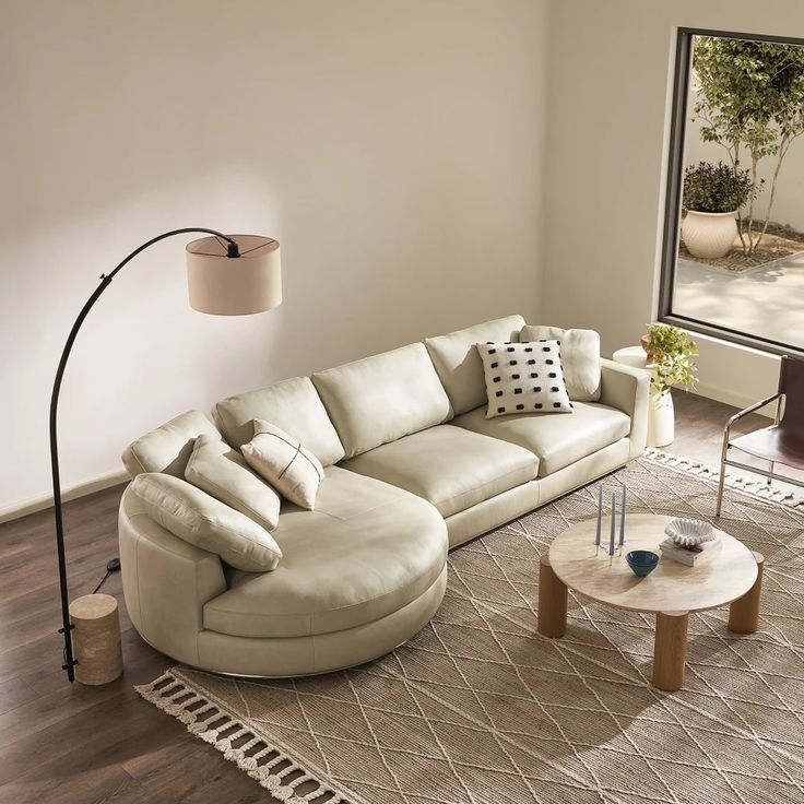 curved leather sofa